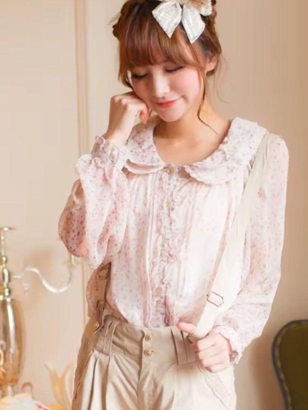 Liz Lisa Women's Pink and White Blouse
